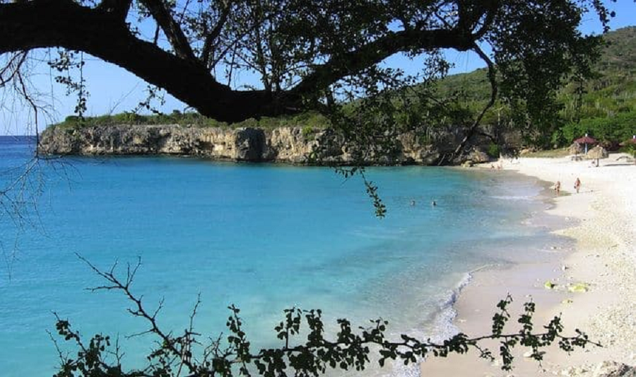 Une plage isolée de sable blanc à Curaçao
